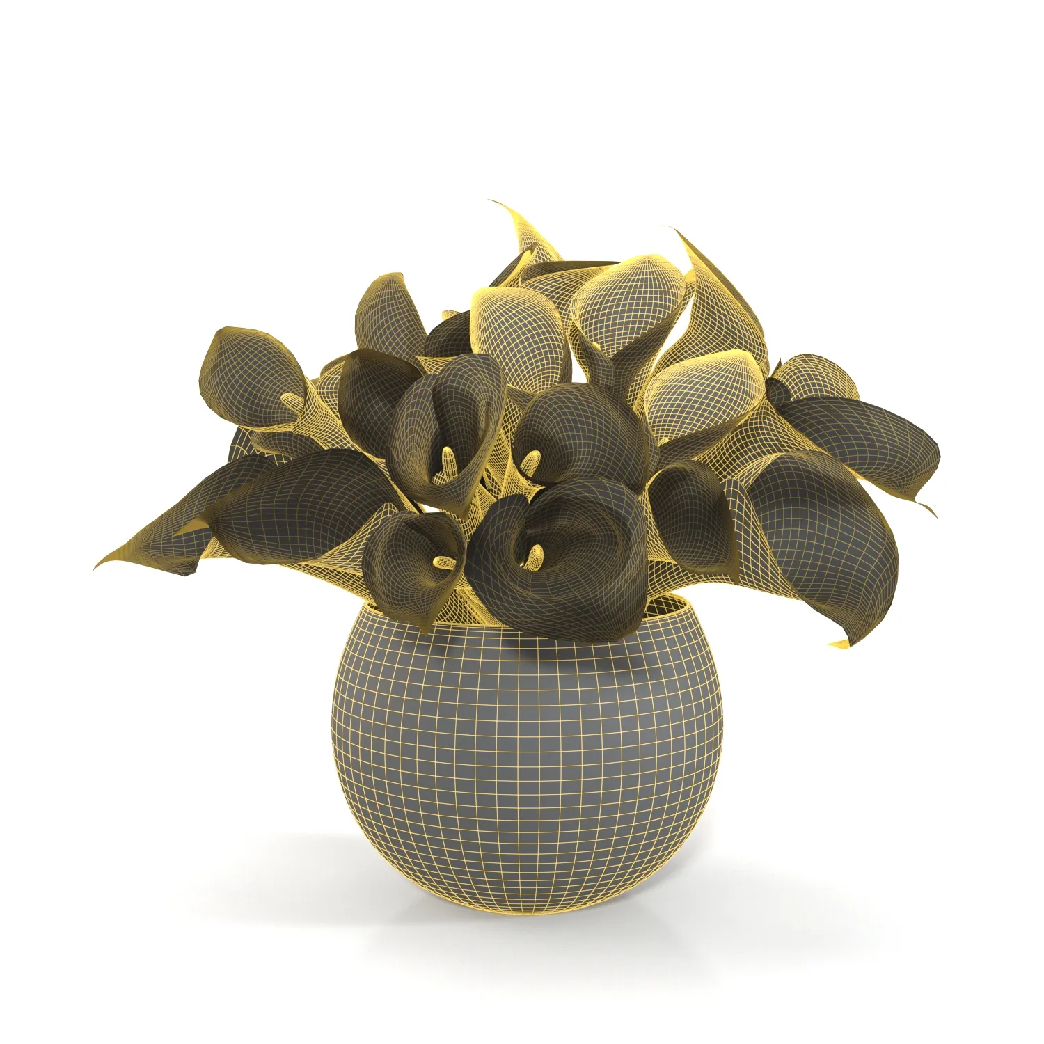 Floating Calla Lily in glass vase PBR 3D Model_07